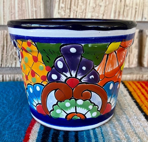 Mexican ceramic flower pot - mexican,