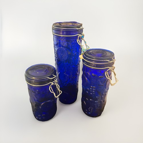 Cobalt blue glass canister set - blue,