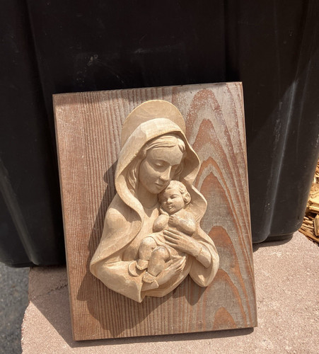 Vtg hand carved wood - vtg, madonna
