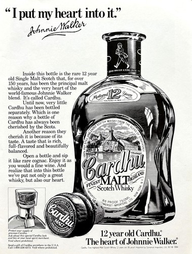 1985 cardhu malt scotch - cardhu,