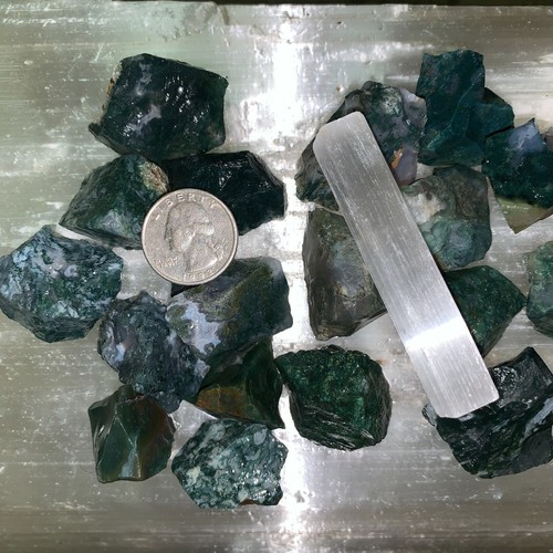 Green moss agate - moss, rough