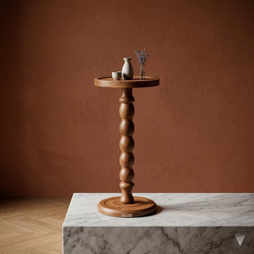 Solid wood bobbin pedestal - wood,