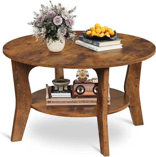 Rustic brown round coffee - brown,