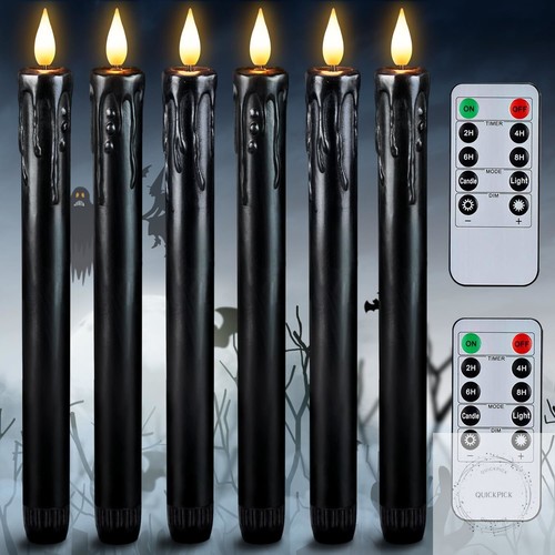 Black flameless taper candles - flameless,