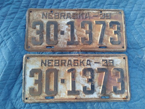 Vintage 1939 nebraska license - 1939,