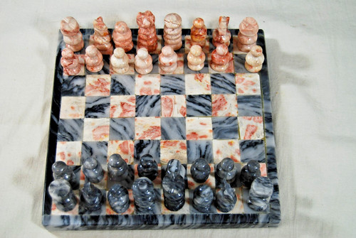 Vtg mexican onyx marble chess - ,