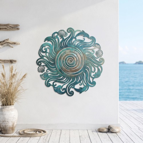 Coastal spiral metal wall art - spiral,