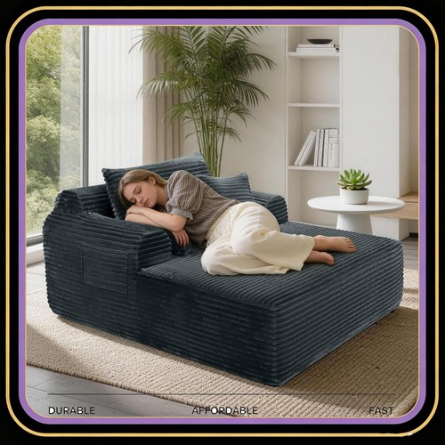 Sofa bed corduroy chaise - 65",