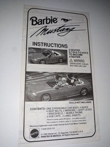 Barbie mustang instructions - barbie,