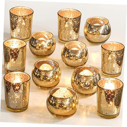 Gold votive candle - gold,
