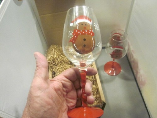 Hand painted santa bear - santa, wine