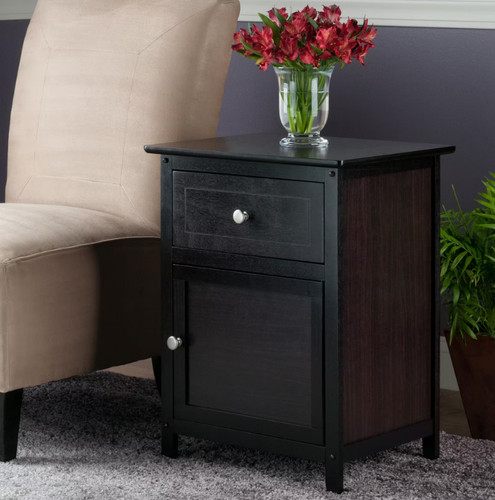 Wooden espresso nightstand - wooden,