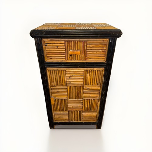 Mcm bamboo rattan tiki cabinet - rattan,