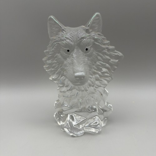 Clear glass wolf - head, bust