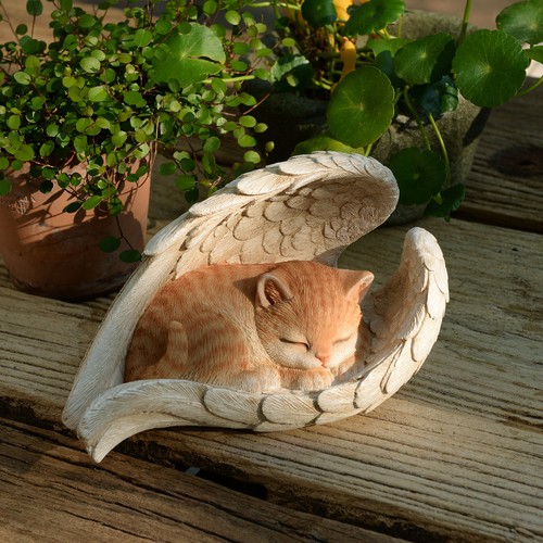 Angel cat garden statue - cat,