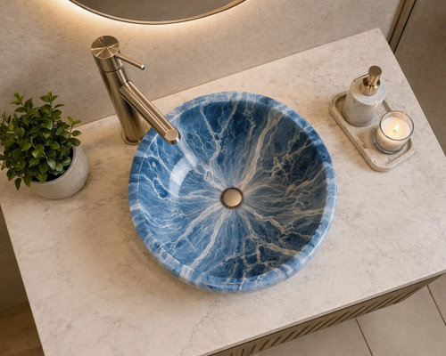 Handmade blue agate vessel - agate,