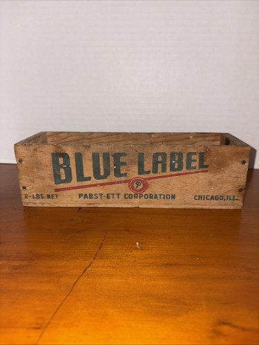 Vintage wooden cheese box blue - wooden,