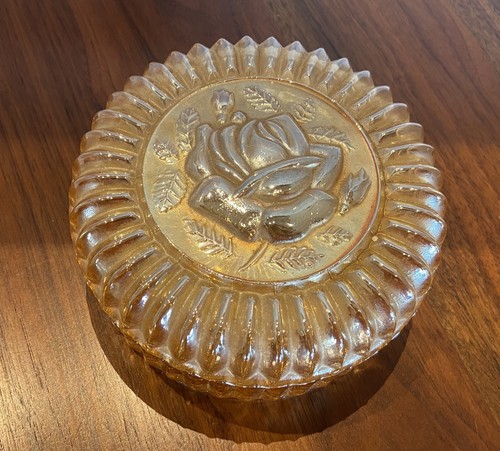 Amber glass candy dish - , with