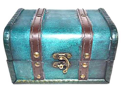 Green antique wood box - box, 6.25"