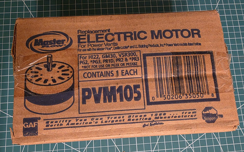 Power vent fan motor - vent,