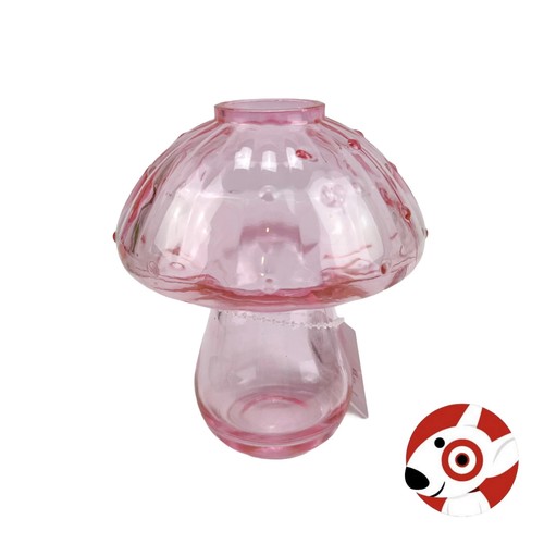 Small glass mushroom vase pink - glass,