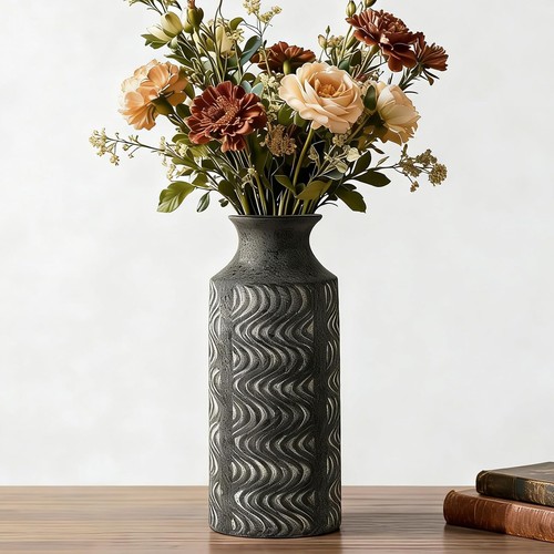 Black vintage vase inch - black, 11