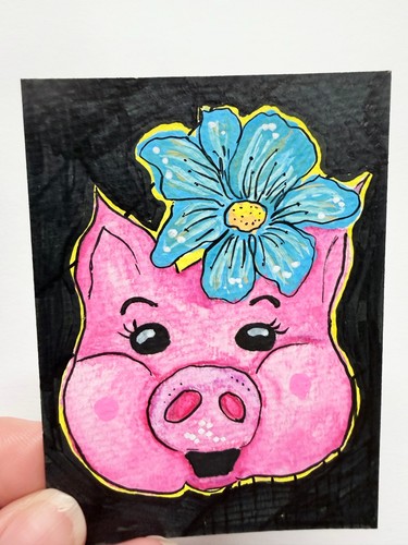Aceo original painting pink - original, "pink