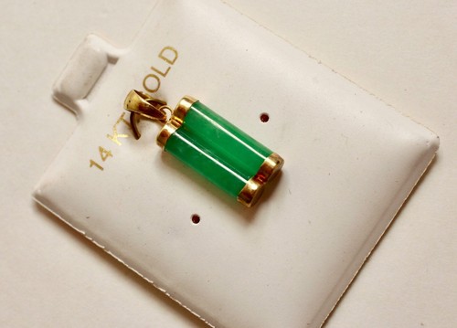 Solid 14k yellow gold green - solid,