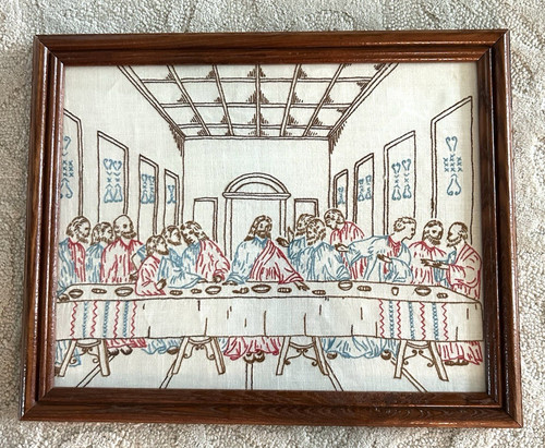 Vintage framed embroidered on - vintage,