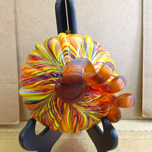 Hand blown art glass pumpkin - hand,
