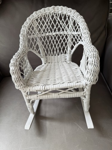 White wicker doll teddy - wicker,