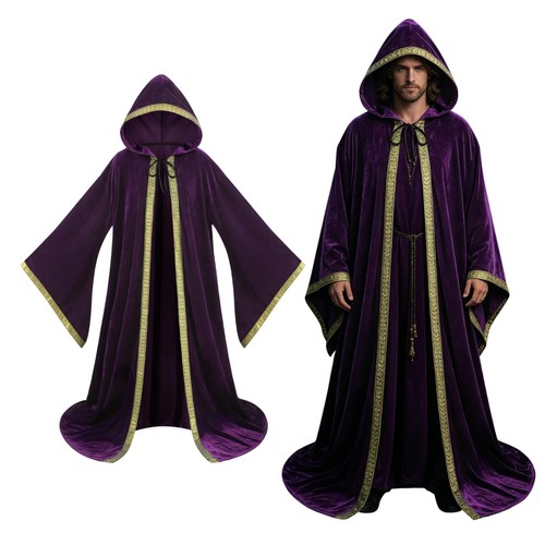 Velvet wizard robe with hooded - velvet,