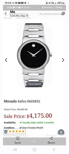 Movado safiro ladies watch - movado,