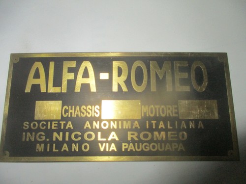 Nameplate alfa romeo plate - alfa, 6c