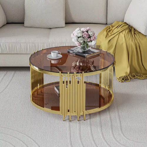 Brown round glass - in.,