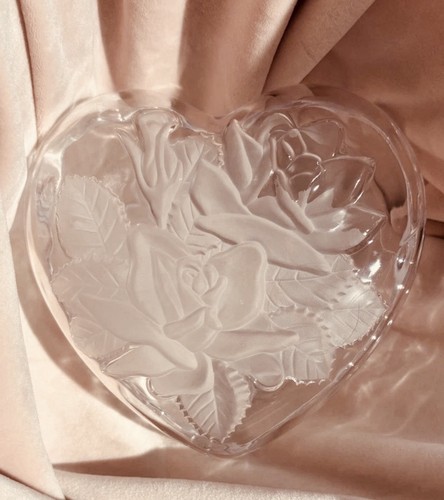 Vintage etched glass rose - glass,