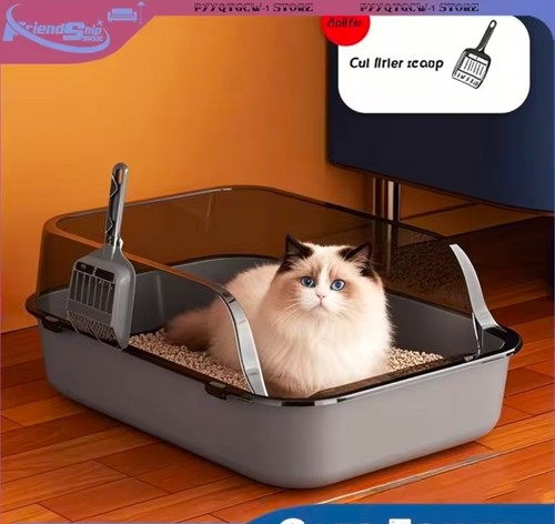 Semi enclosed cat litter box - semi-enclosed,