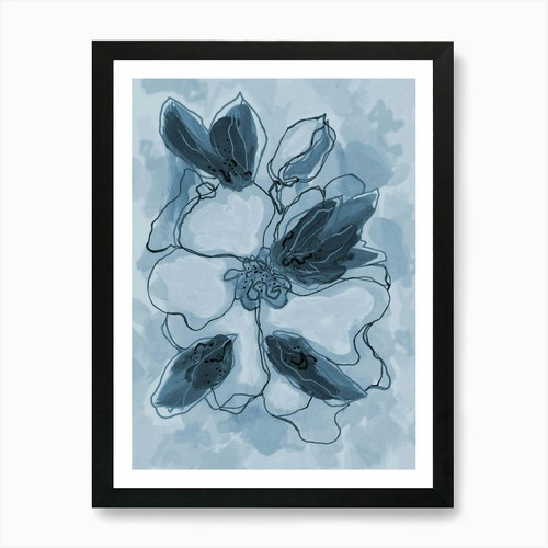 Magnolia indigo art print - indigo,