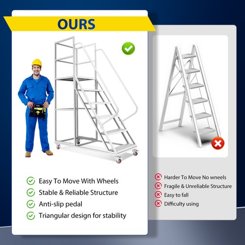 Step rolling ladder with - 6-step,