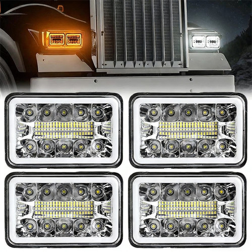 4pcs 4x6 led headlights lo - led,