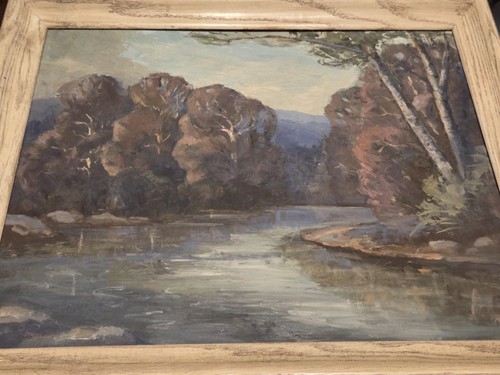 Vintage mountain river scene - mountain,