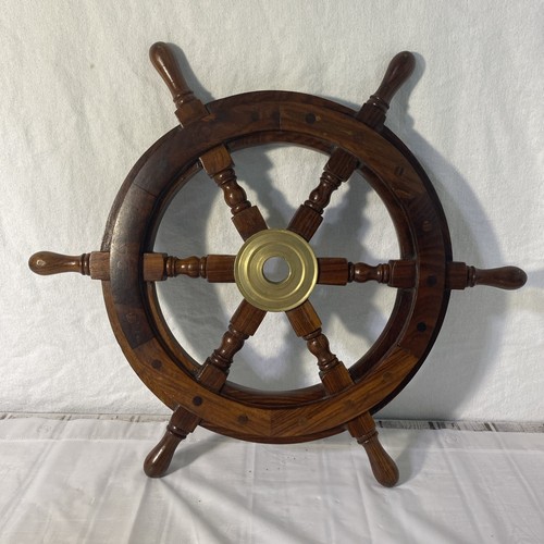 Decorative wooden boat wheel - boat,