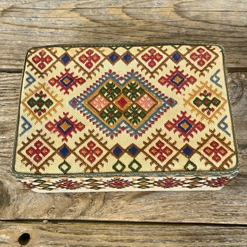 Vintage cretan embroidered box - vintage,