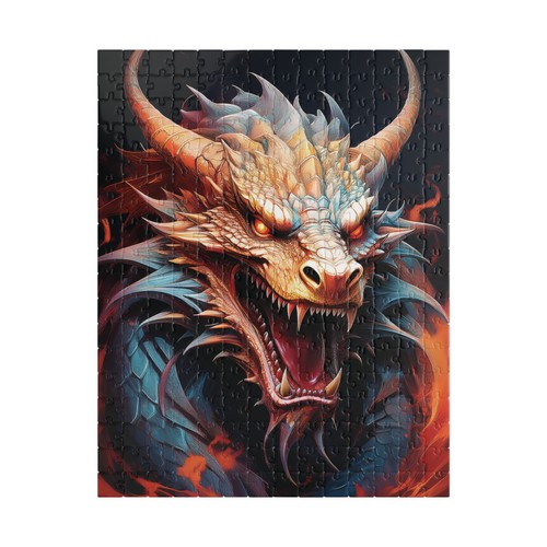 Fierce fiery dragon puzzle - dragon, |