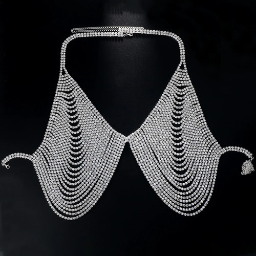Crystal chest layered - crystal, bra