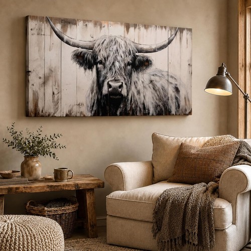 Large highland cow canvas - highland,