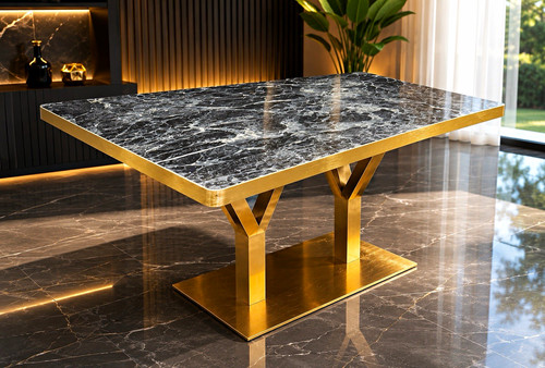 Rectangular black marble top - rectangular,