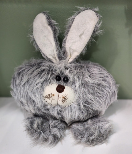 Gray fuzzy faux - faux, bunny