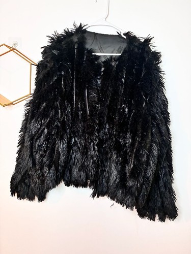 Black shaggy faux fur - black,