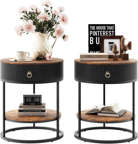 Set round end tables - set, of